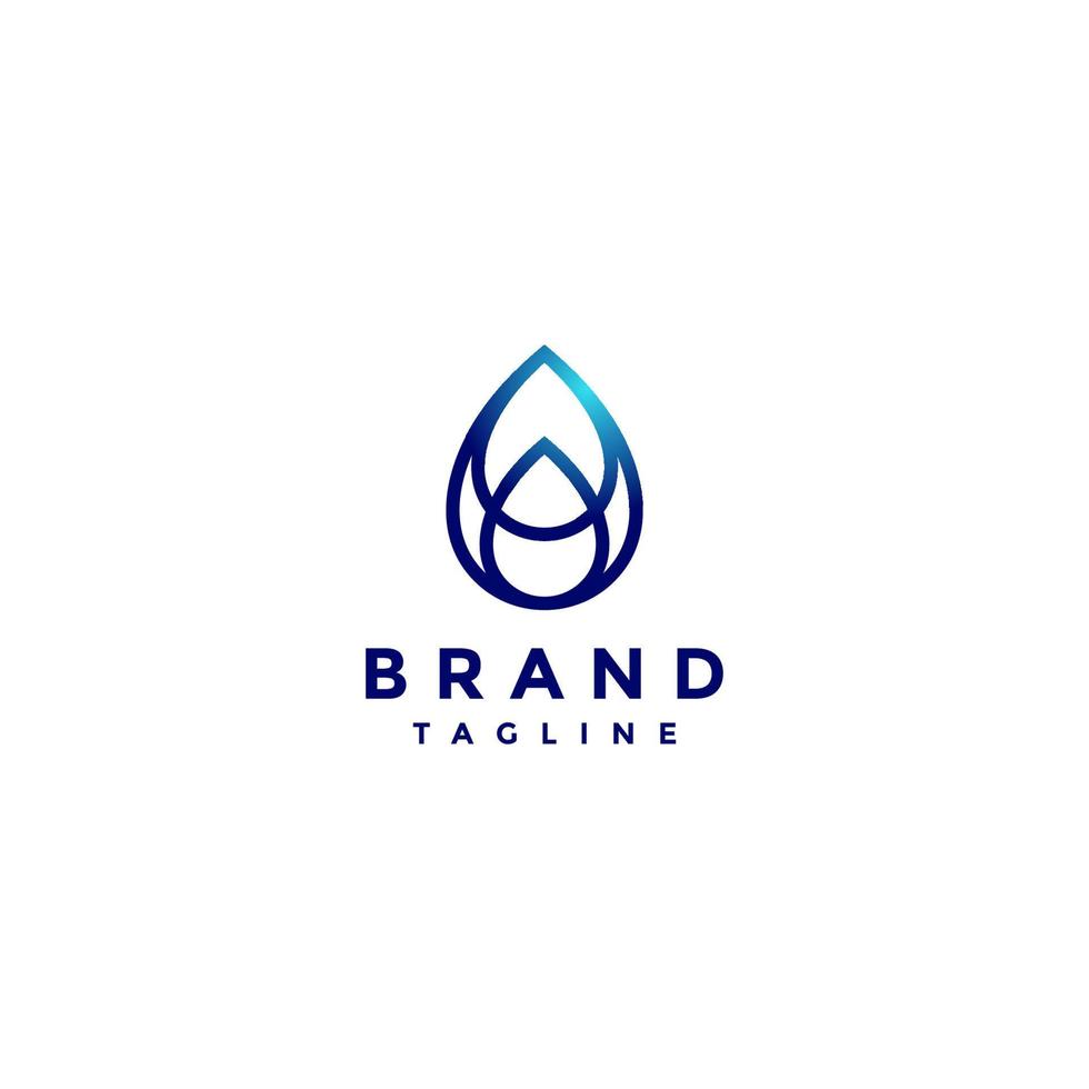 Water Drops Symbol Line Logo Design. Pure nature logo design on water drop symbol in minimalist modern design. vector