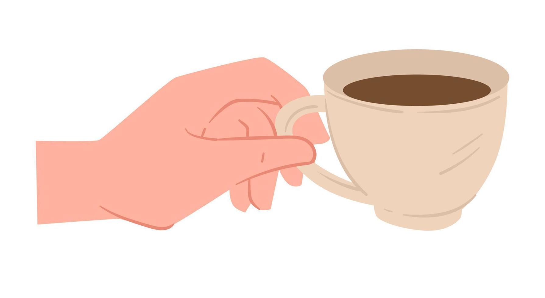 taza de mano con vector de té o café