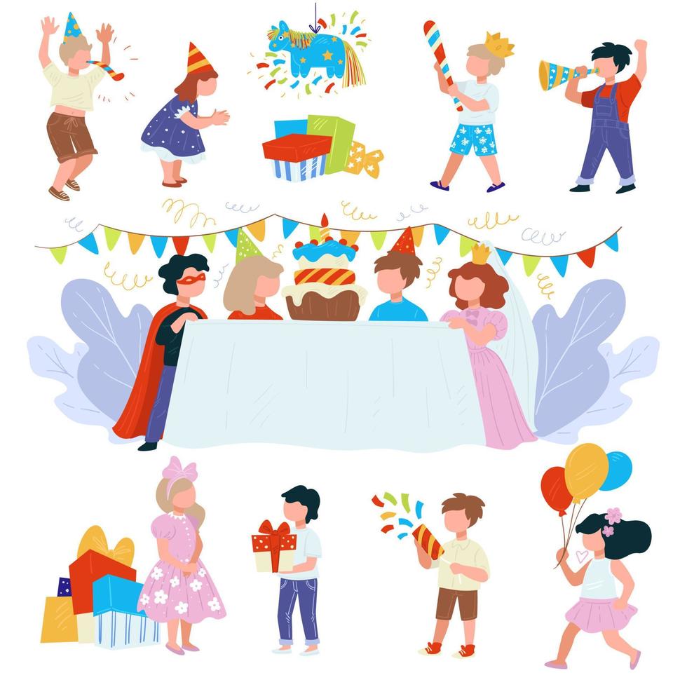 Happy birthday party for children, festivity and celebration vector