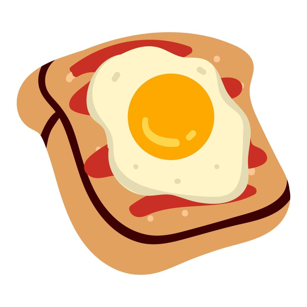 Sandwich or crispy toast with fried egg and sauce vector