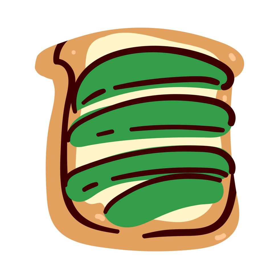 Sándwich de rebanadas de pan, mantequilla y aguacate vector