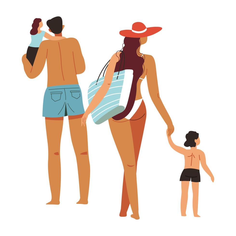 Family spending holidays by seaside or pool vector