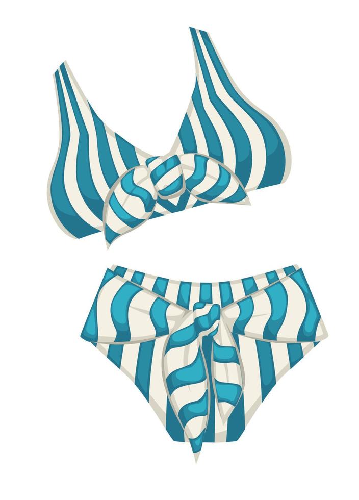 Swimming suit for women, retro clothes for summer holidays vector