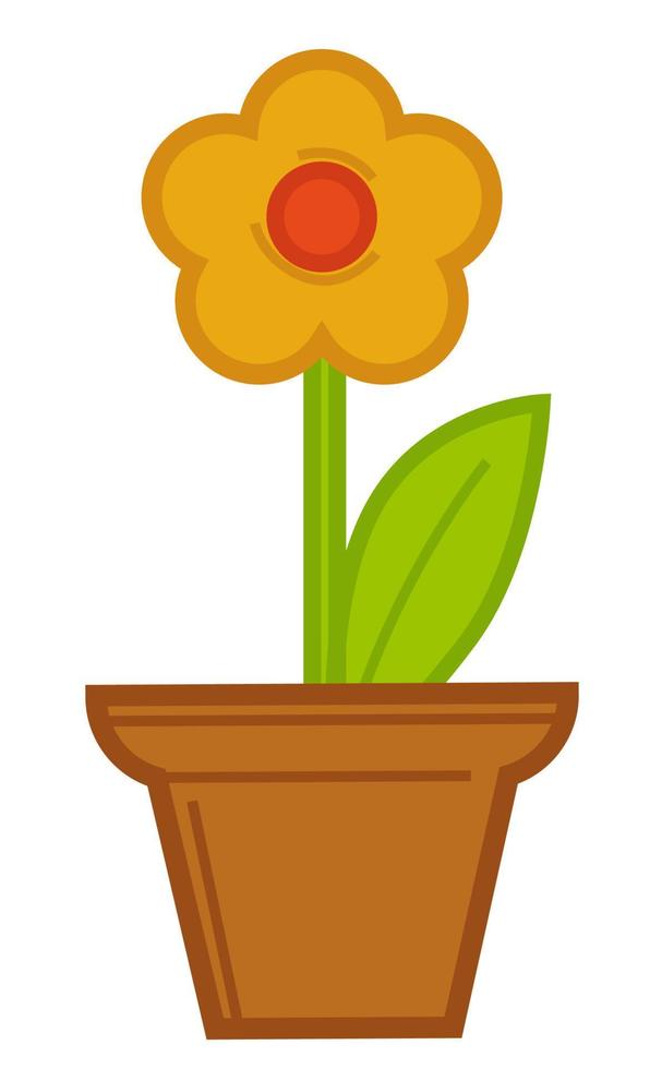 Flower growing in pot, flourishing of potted flower vector