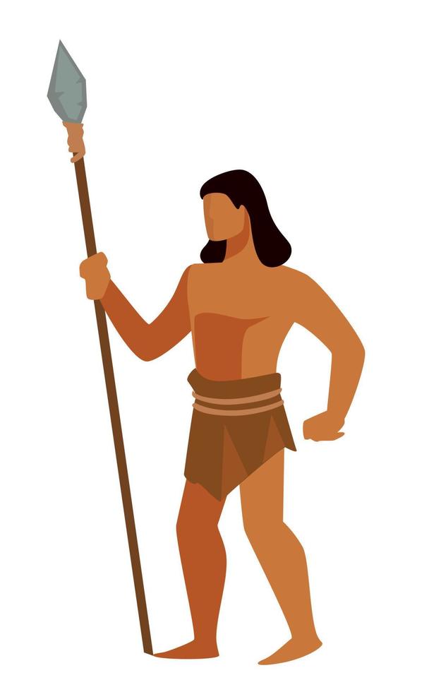 Hunter in ancient society, man with spire for hunting vector