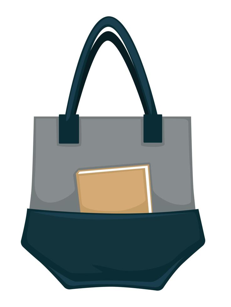 Trendy handbag with book, stylish bag for women vector