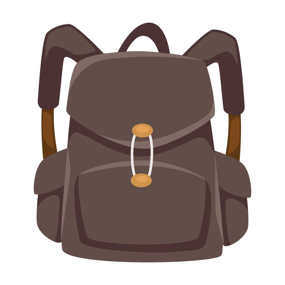 Solid rucksack with clasps and straps, unisex urban bag vector