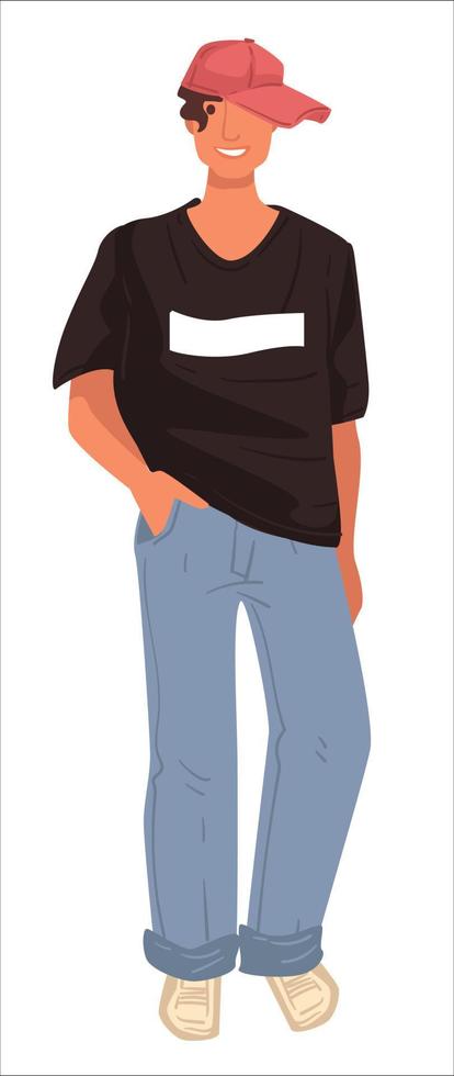Male character wearing hip hop hipster clothes vector