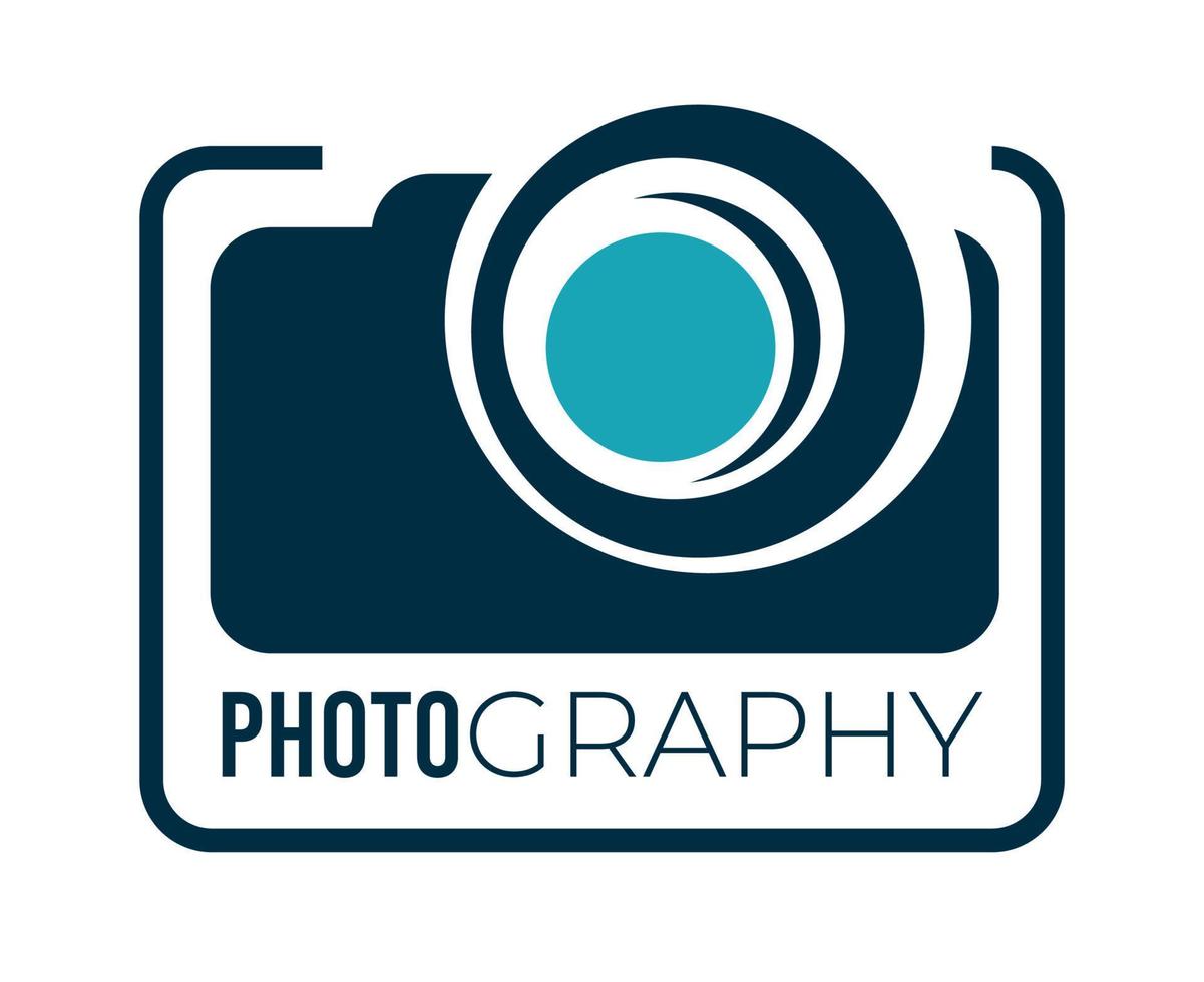 estudio de servicio de fotografía o logotipo de empresa con cámara vector