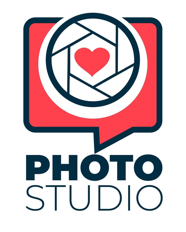 logotipo de estudio fotográfico con obturador y vector de corazón