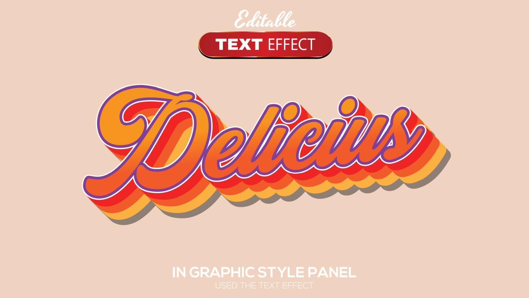 3D editable text effect delicious theme vector