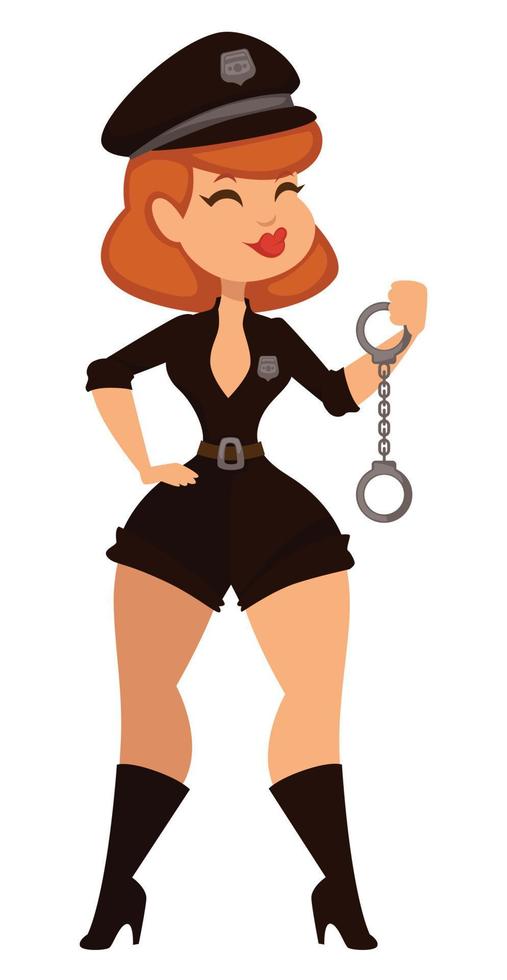 Woman in sexy police officer costume isolated female character vector