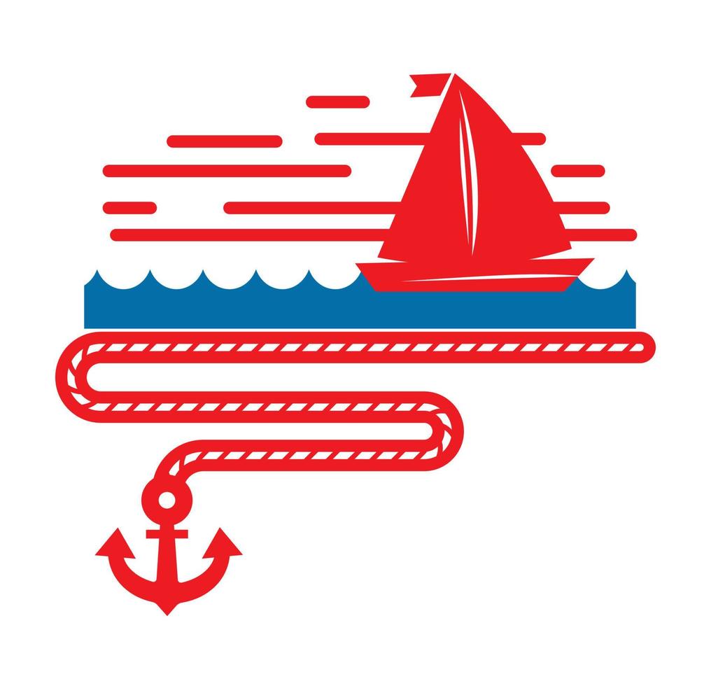 Sailboat isolated marine icon ship in sea and ocean vector