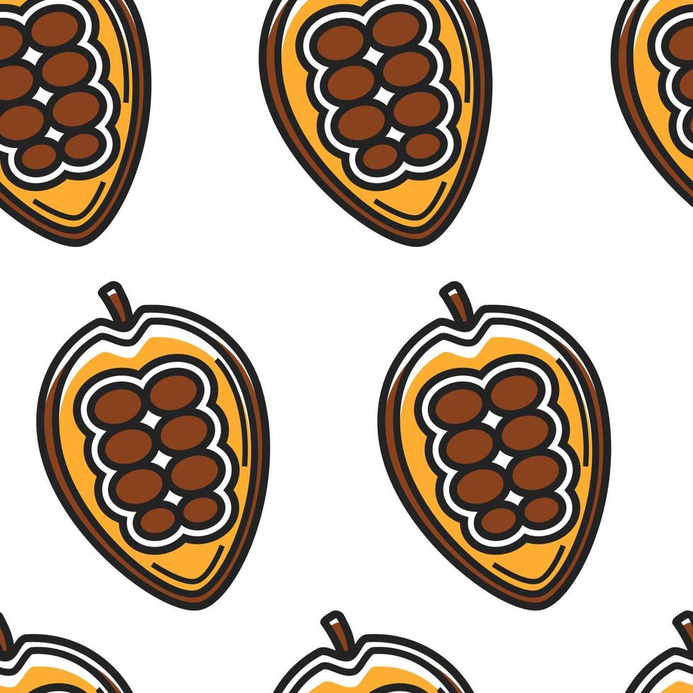 Cocoa beans Mexican food chocolate cooking ingredient seamless pattern vector