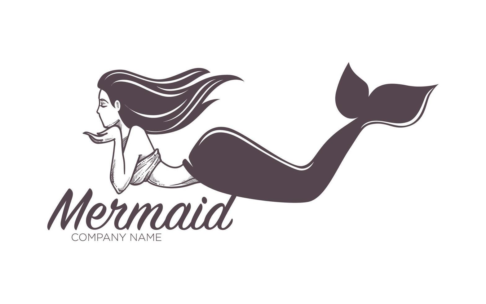 Mermaid swimming marine company name isolated icon vector
