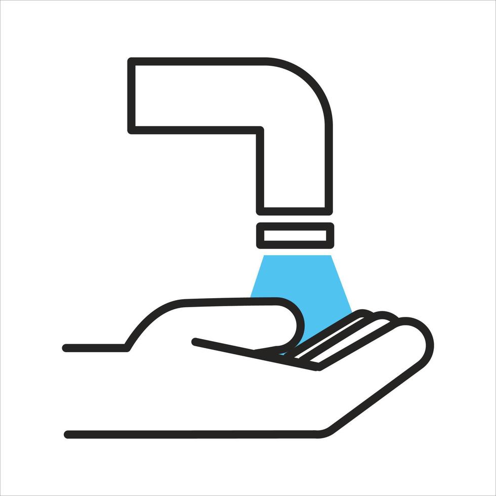 Washing hands with running water, hygiene and self care vector