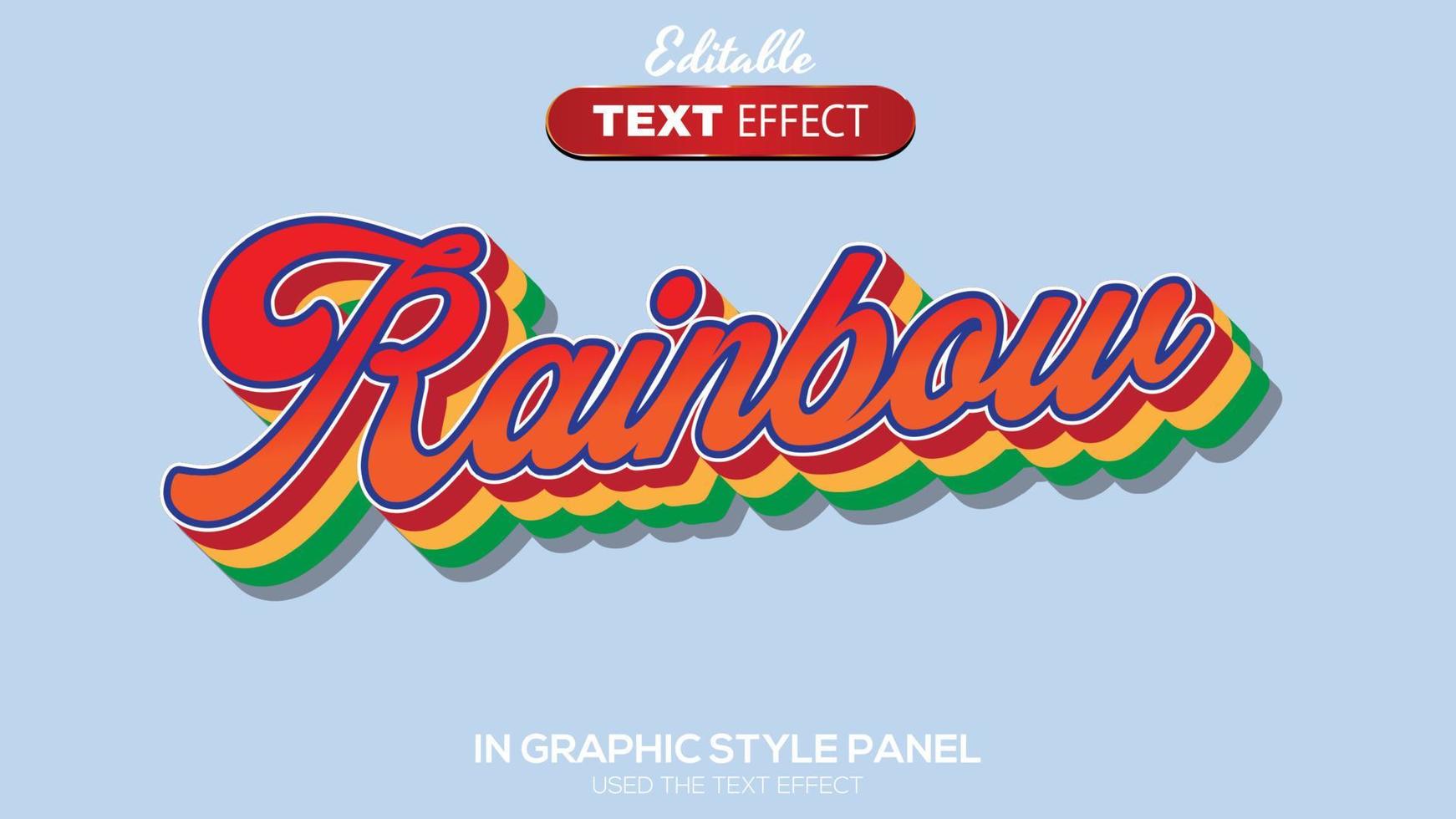 Tema de arco iris de efecto de texto editable 3d vector