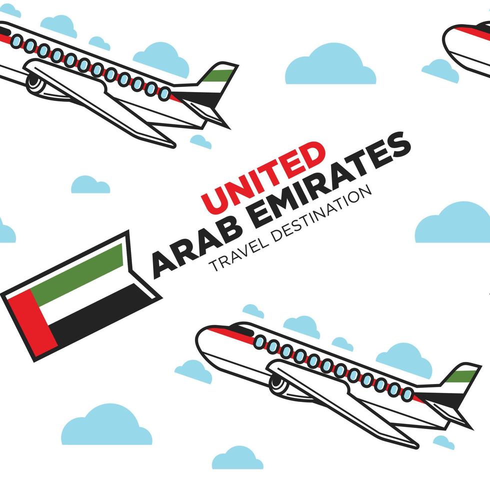 emiratos árabes unidos viajando aviones de patrones sin fisuras vector