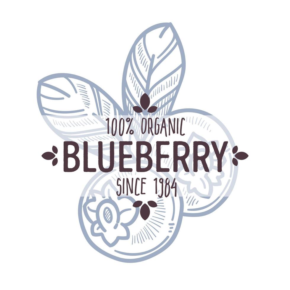 Blueberry or bilberry isolated icon with lettering forest berry vector