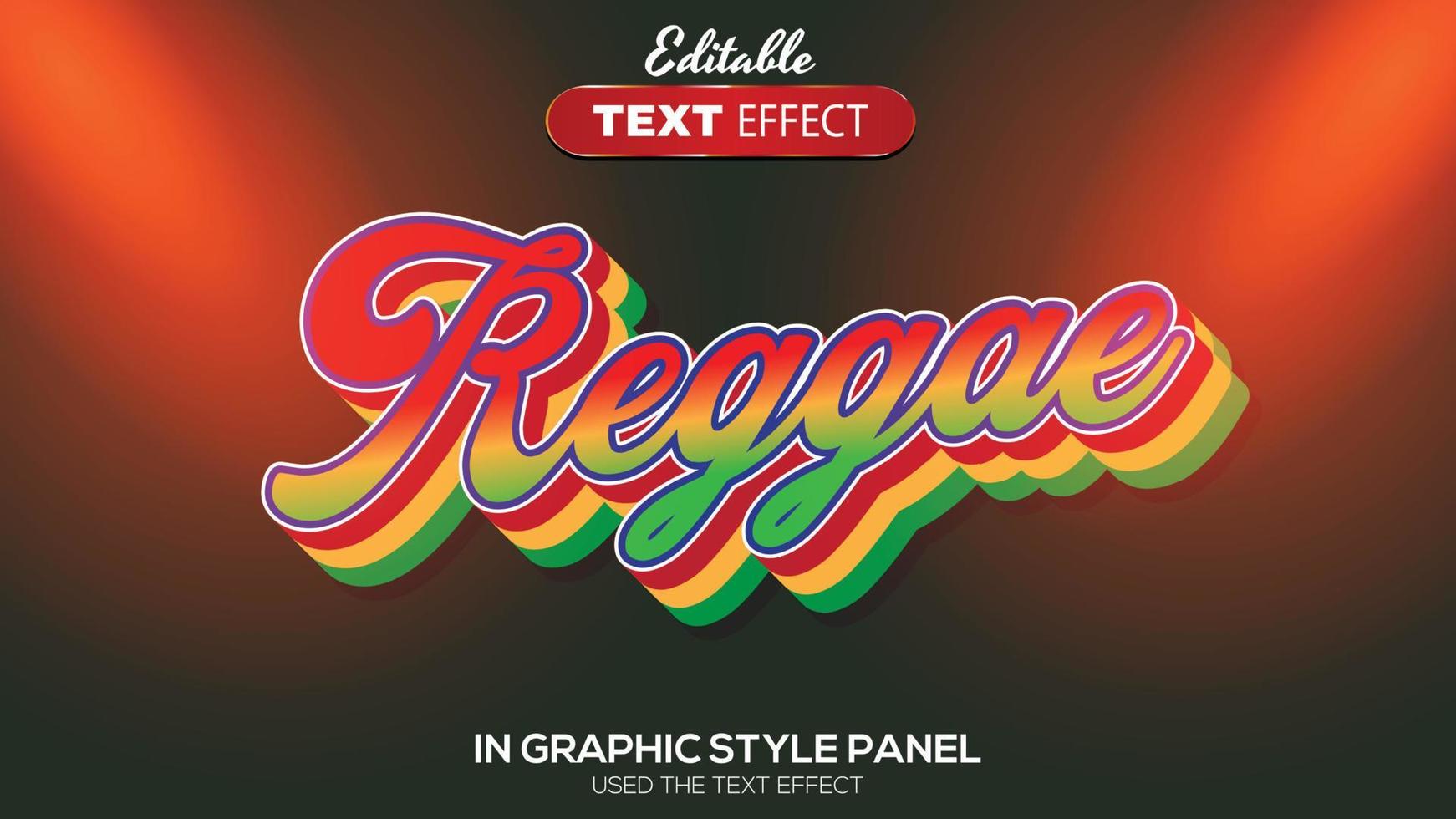 Tema de reggae de efecto de texto editable en 3d vector