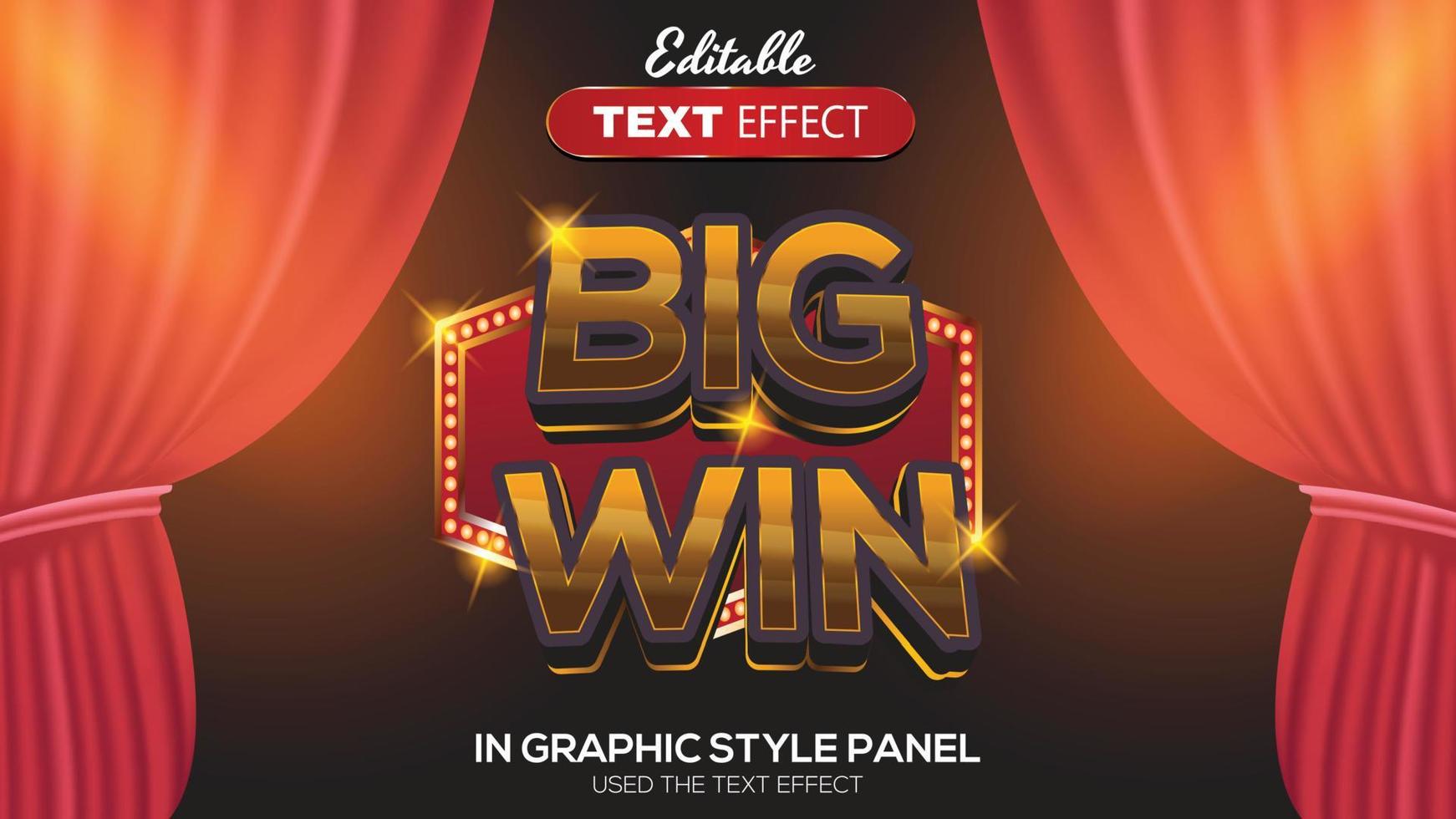 3D editable text effect big win theme vector