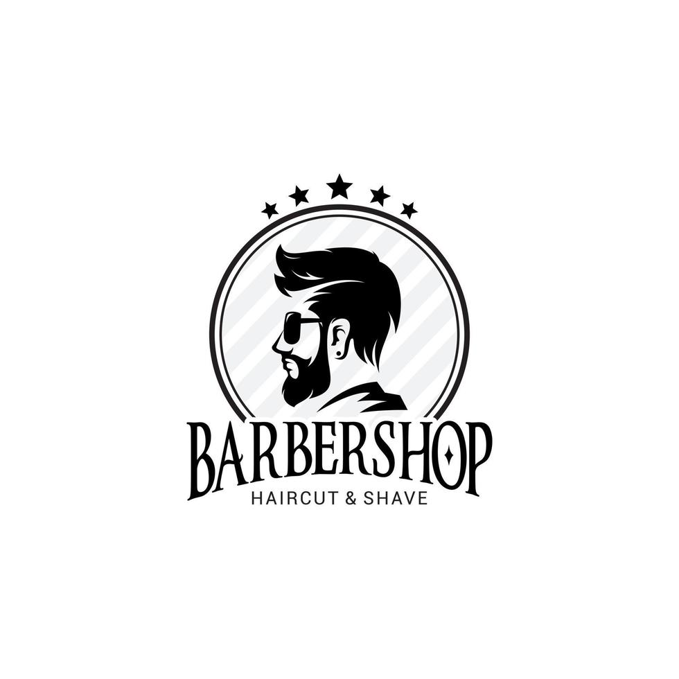 barbería logo vector plantilla v6