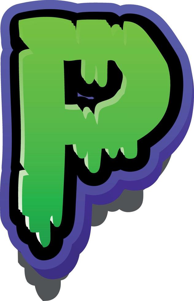Horror and scary 3d illustration of letter p vector