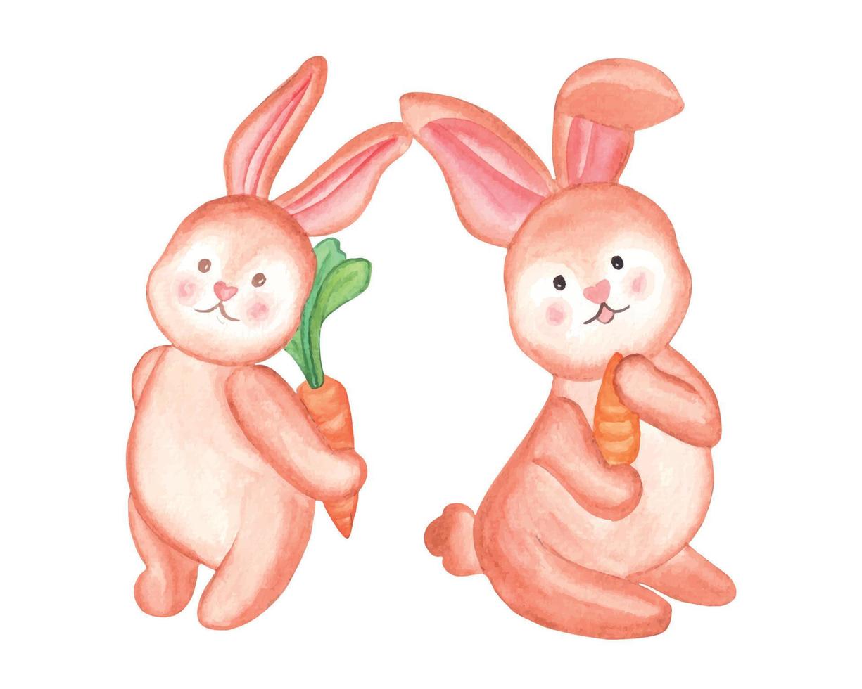 Easter Bunny Watercolor Clipart vector