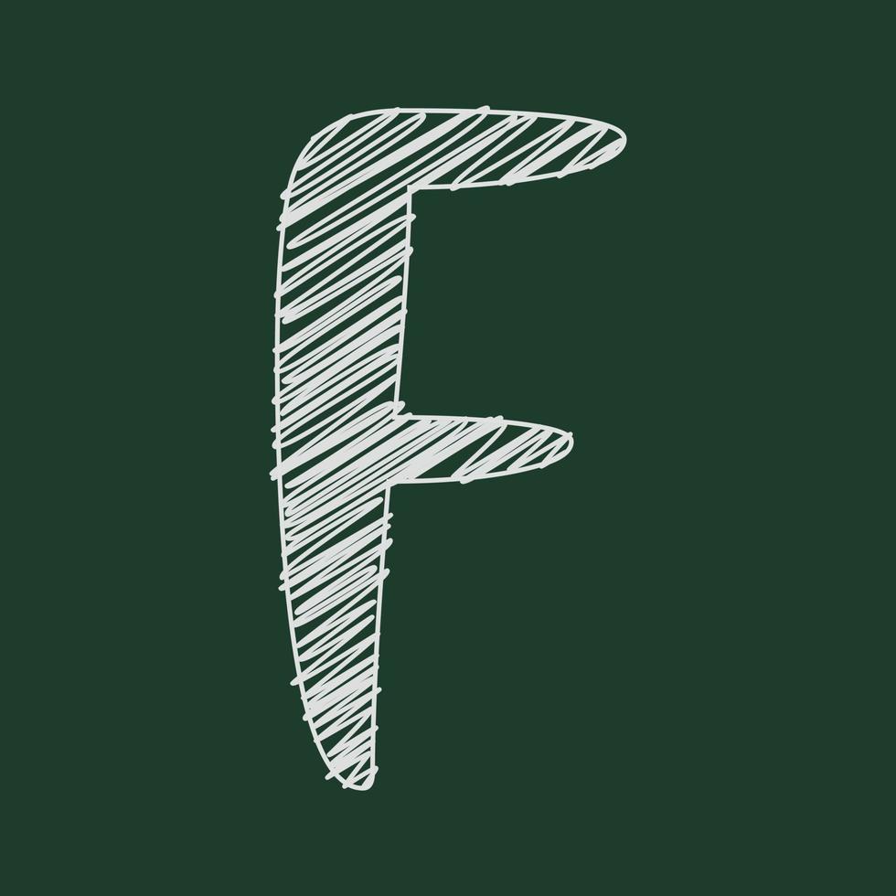 estilo de tiza ilustración 3d de la letra f vector