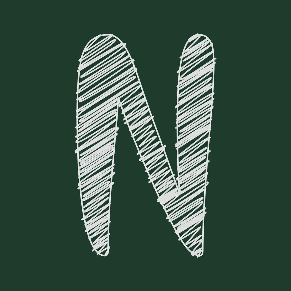 Chalk style 3d illustration of letter n vector