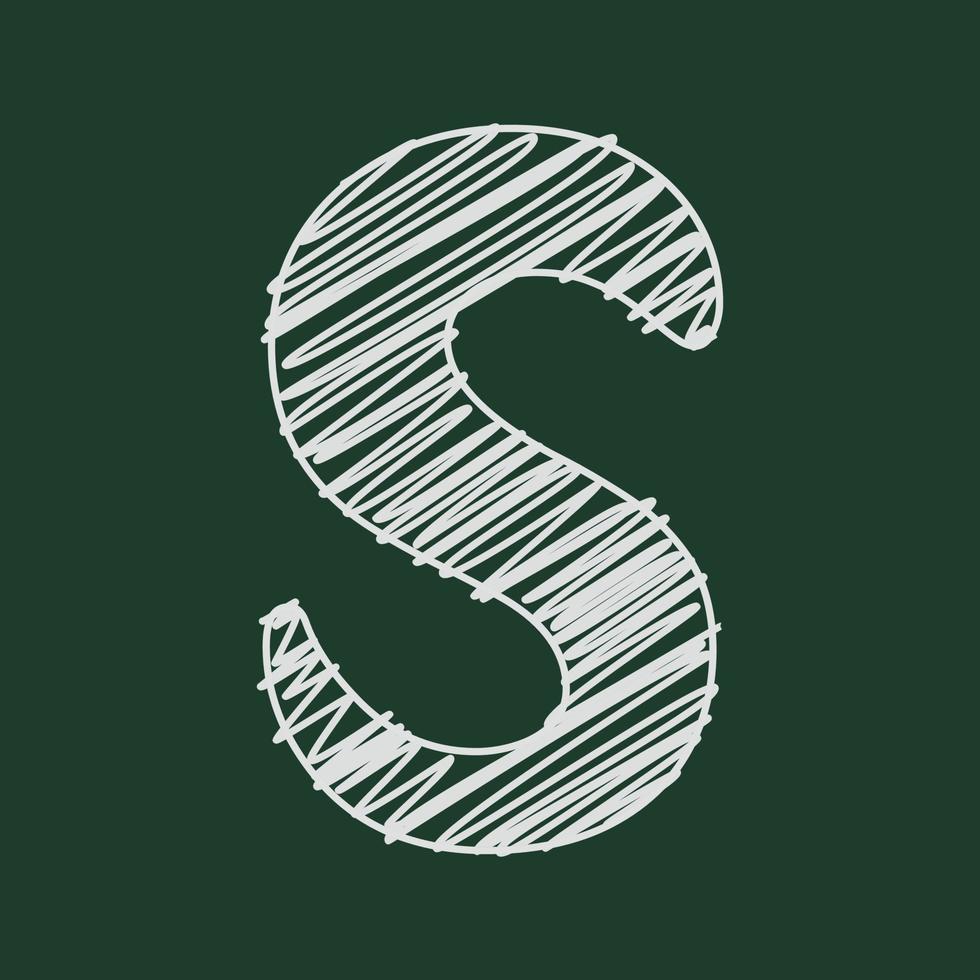 Chalk style 3d illustration of small letter s vector