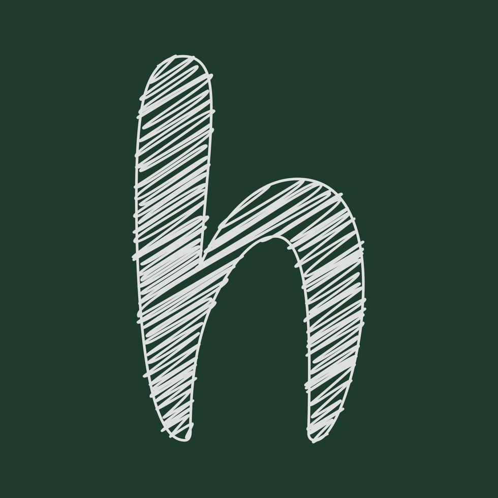 ilustración 3d estilo tiza de letra h minúscula vector