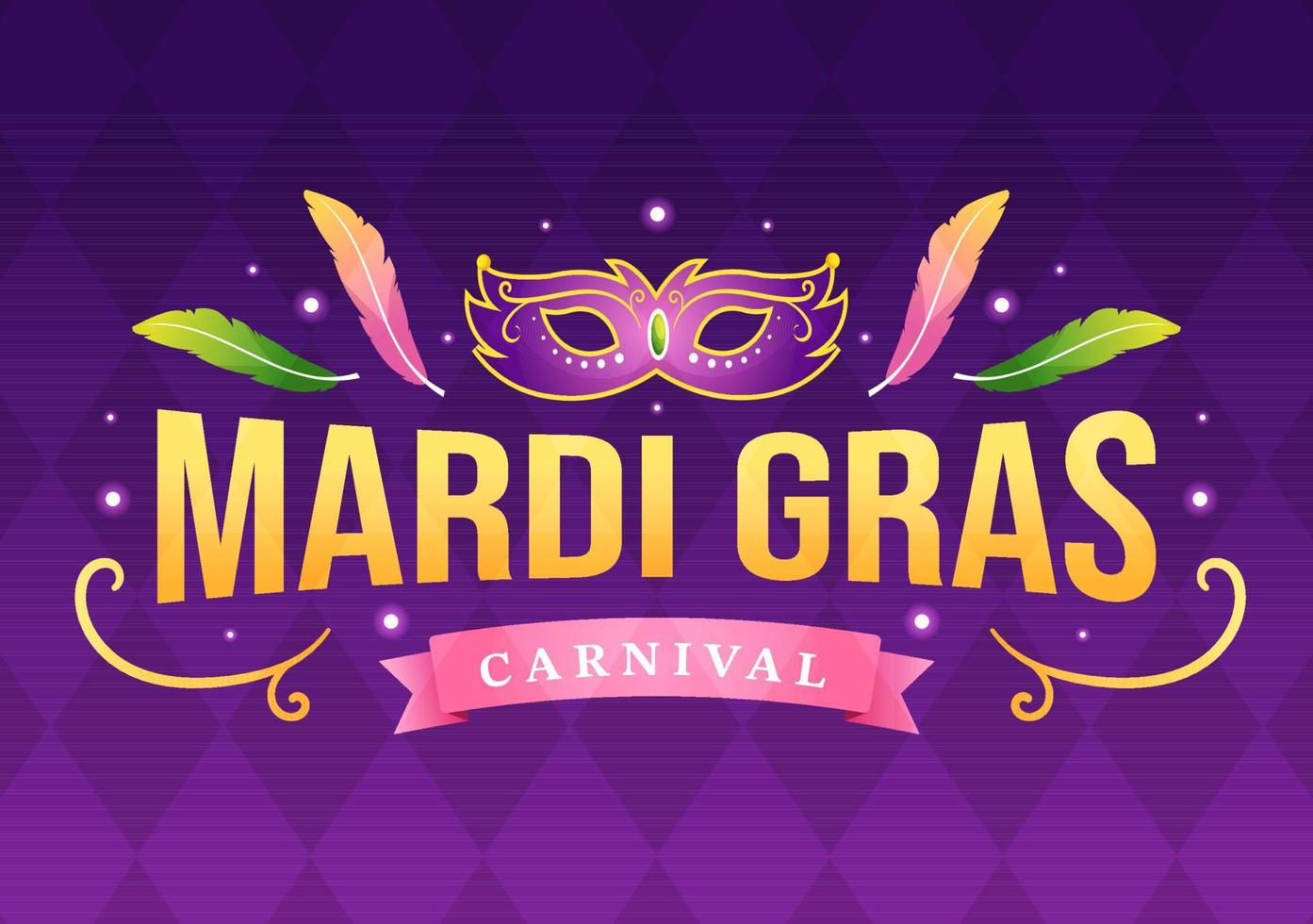 Mardi Gras Carnival Party Illustration with Mask, Feathers and Item Festival for Web Banner or Landing Page in Flat Cartoon Hand Drawn Templates vector