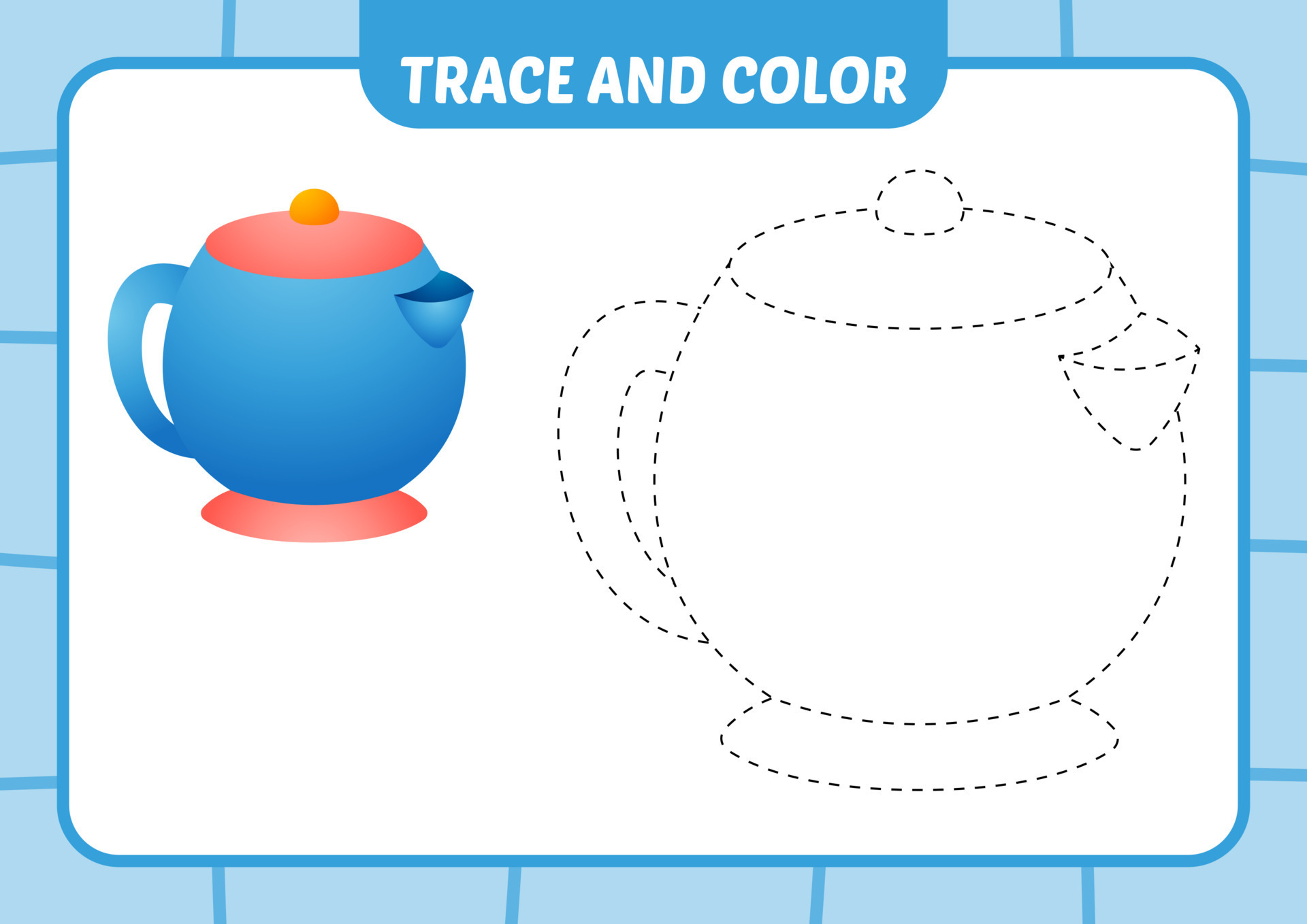 trace and color for kids, kettle vector 19502097 Vector Art at Vecteezy