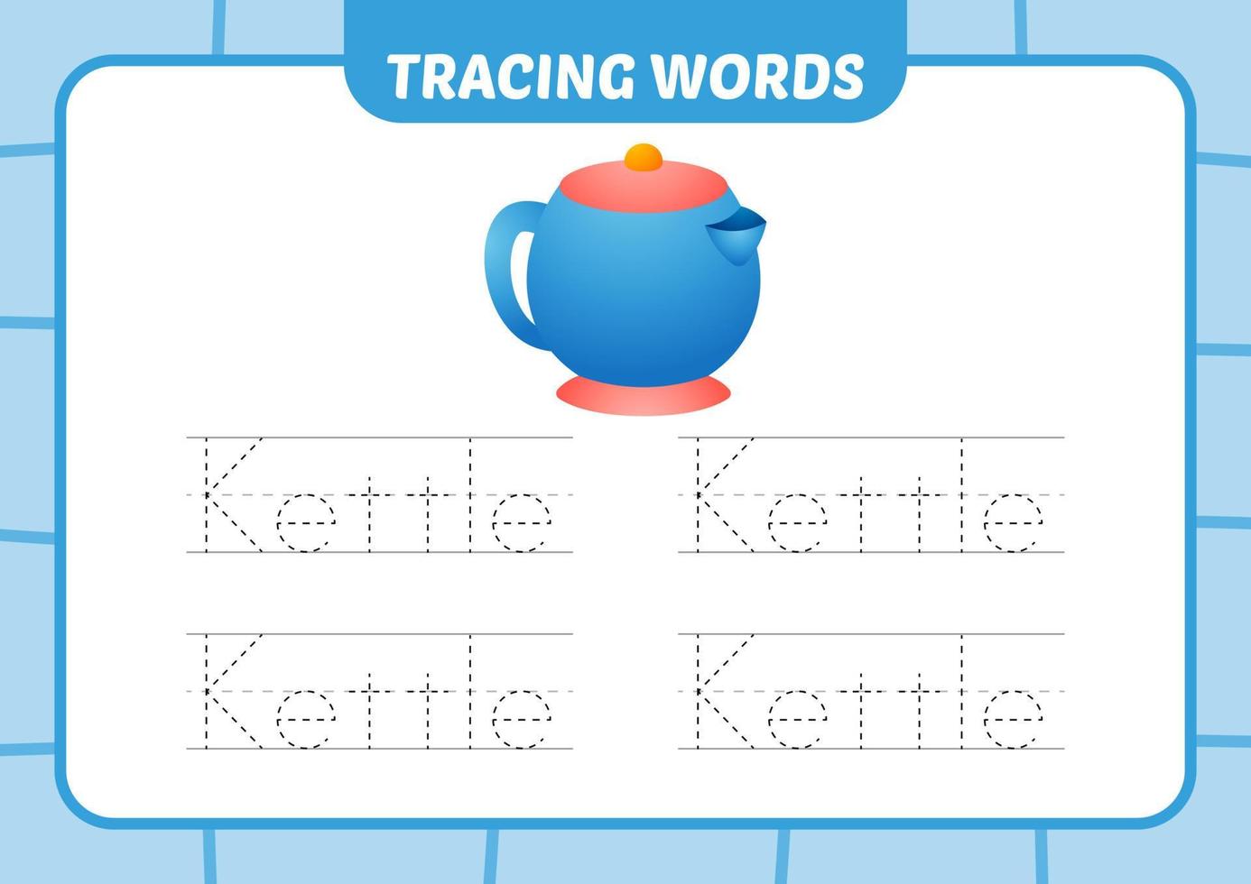 tracing words for kids, kettle vector 19502100 Vector Art at Vecteezy