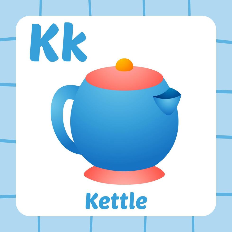 flashcard for kids, kettle vector 19502325 Vector Art at Vecteezy