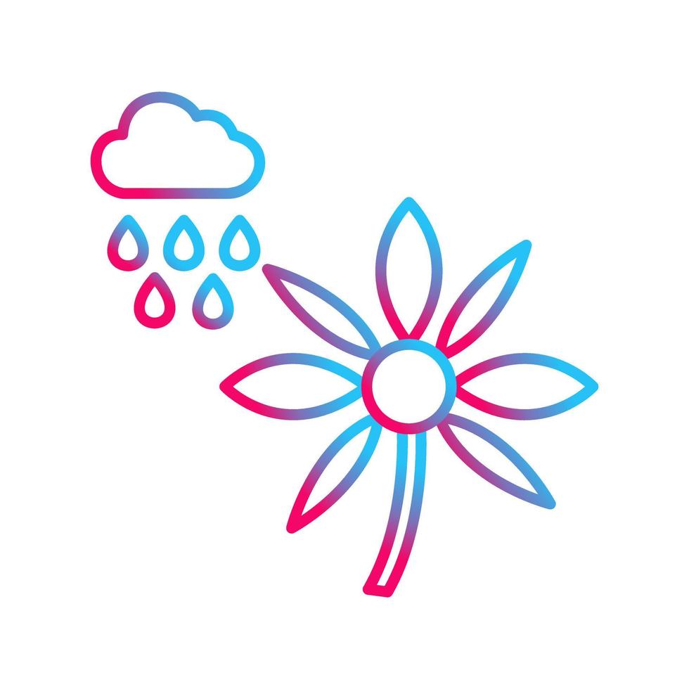 flor con icono de vector de lluvia