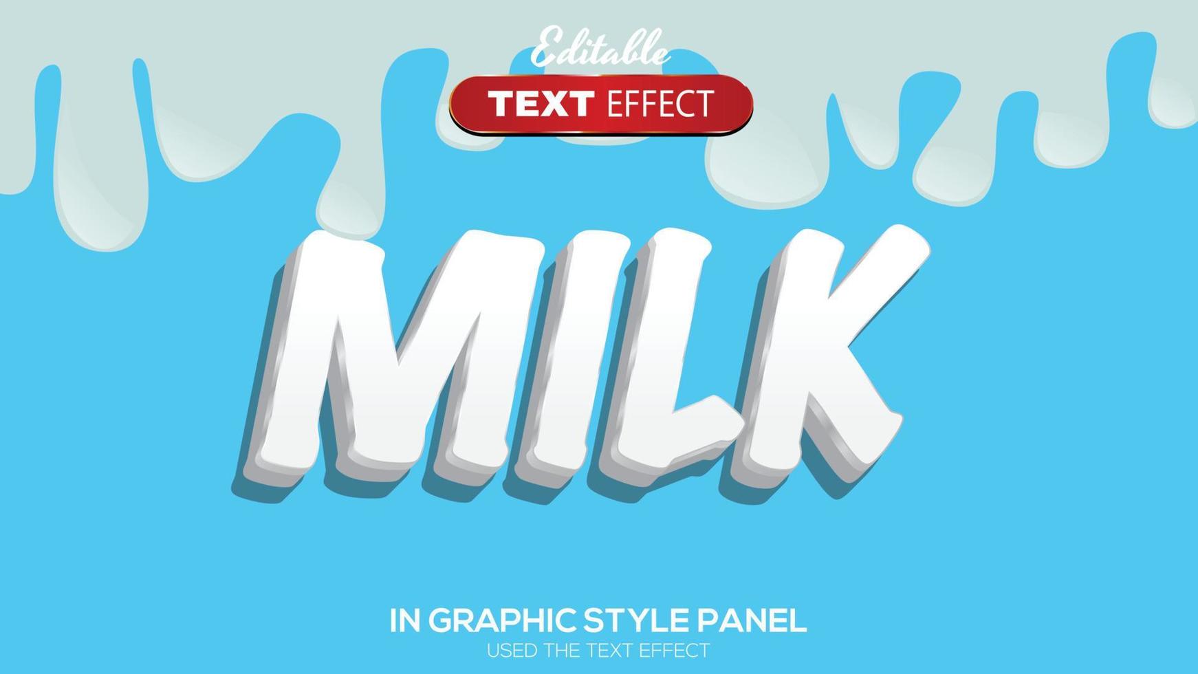 3D editable text effect milk theme vector