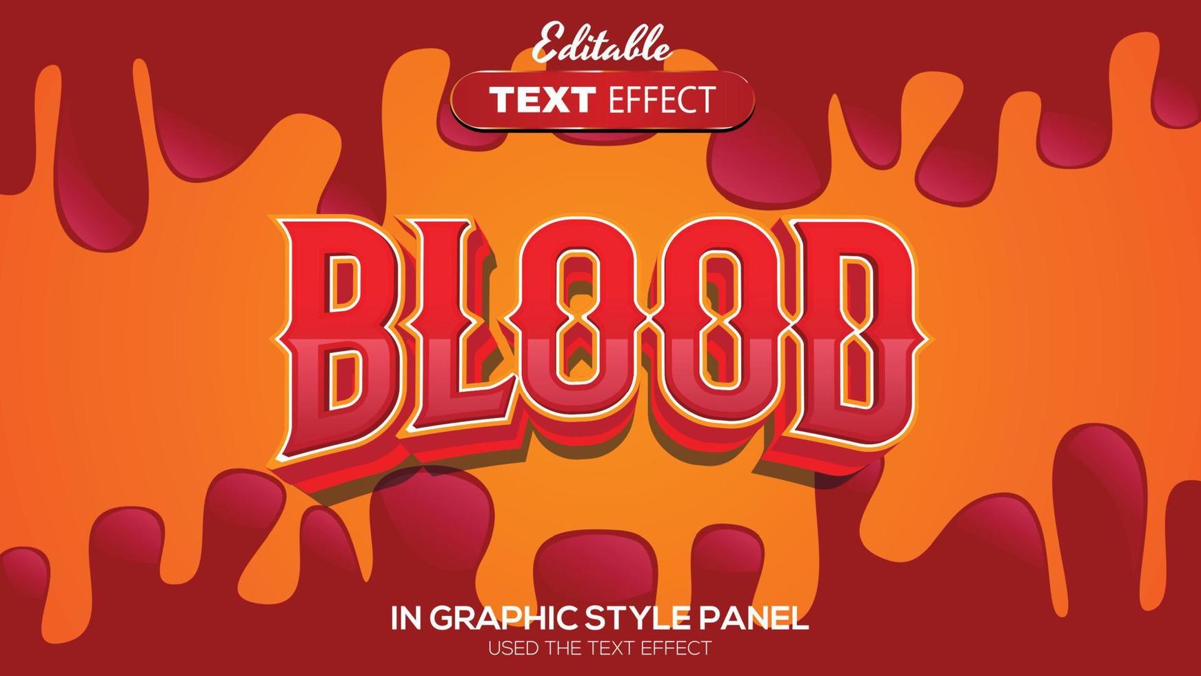 3D editable text effect blood theme vector