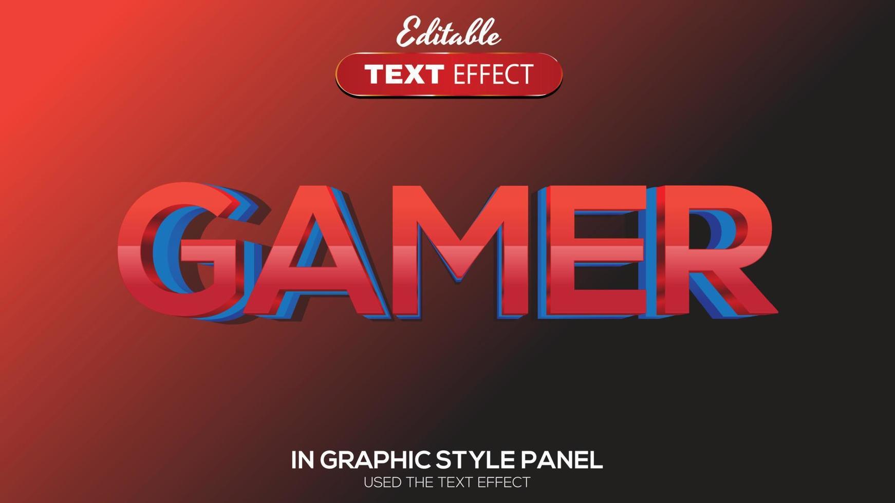 3D editable text effect gamer theme vector