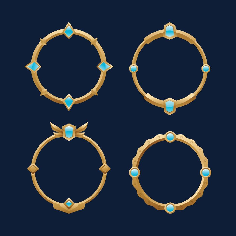 Metal circle frame border kit for game asset icons interface vector