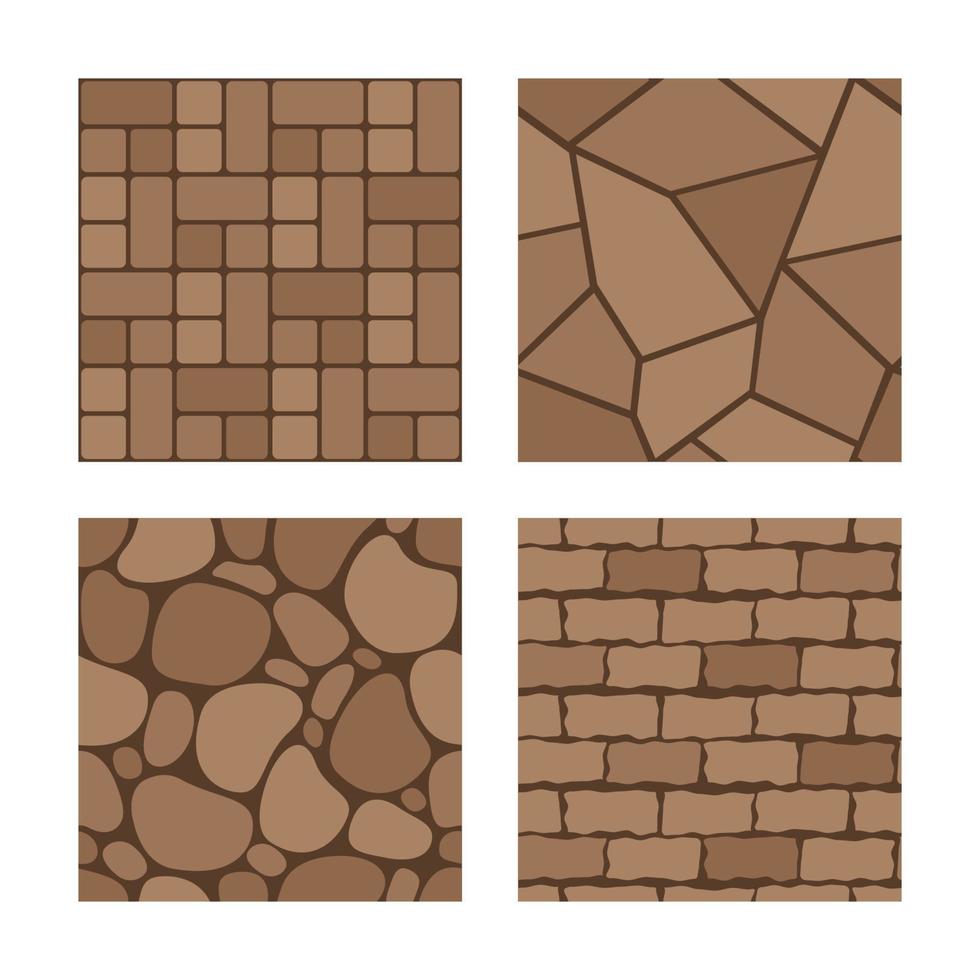 Bricked and pebbled surface for wall or ground seamless pattern vector