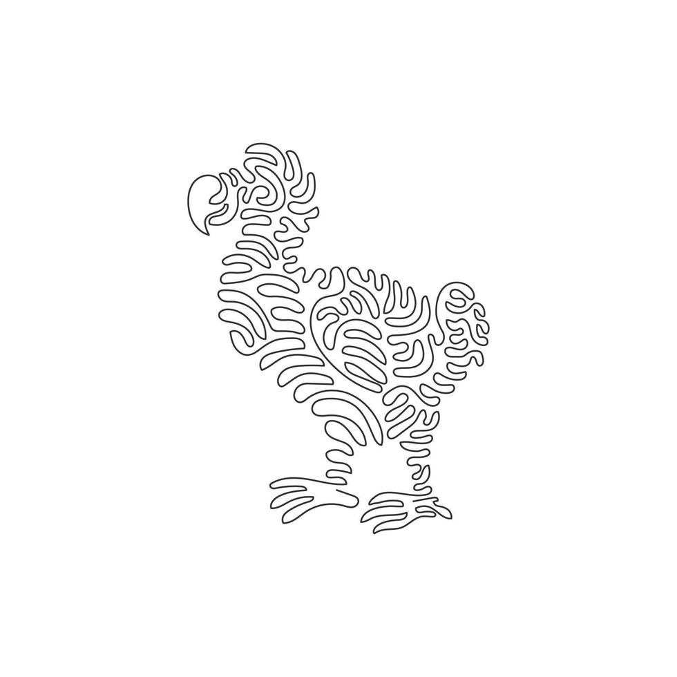 Single one line drawing of funny dodo abstract art. Continuous line draw graphic design vector illustration of cute dodo birds for icon, symbol, company logo, poster wall decor, print decor