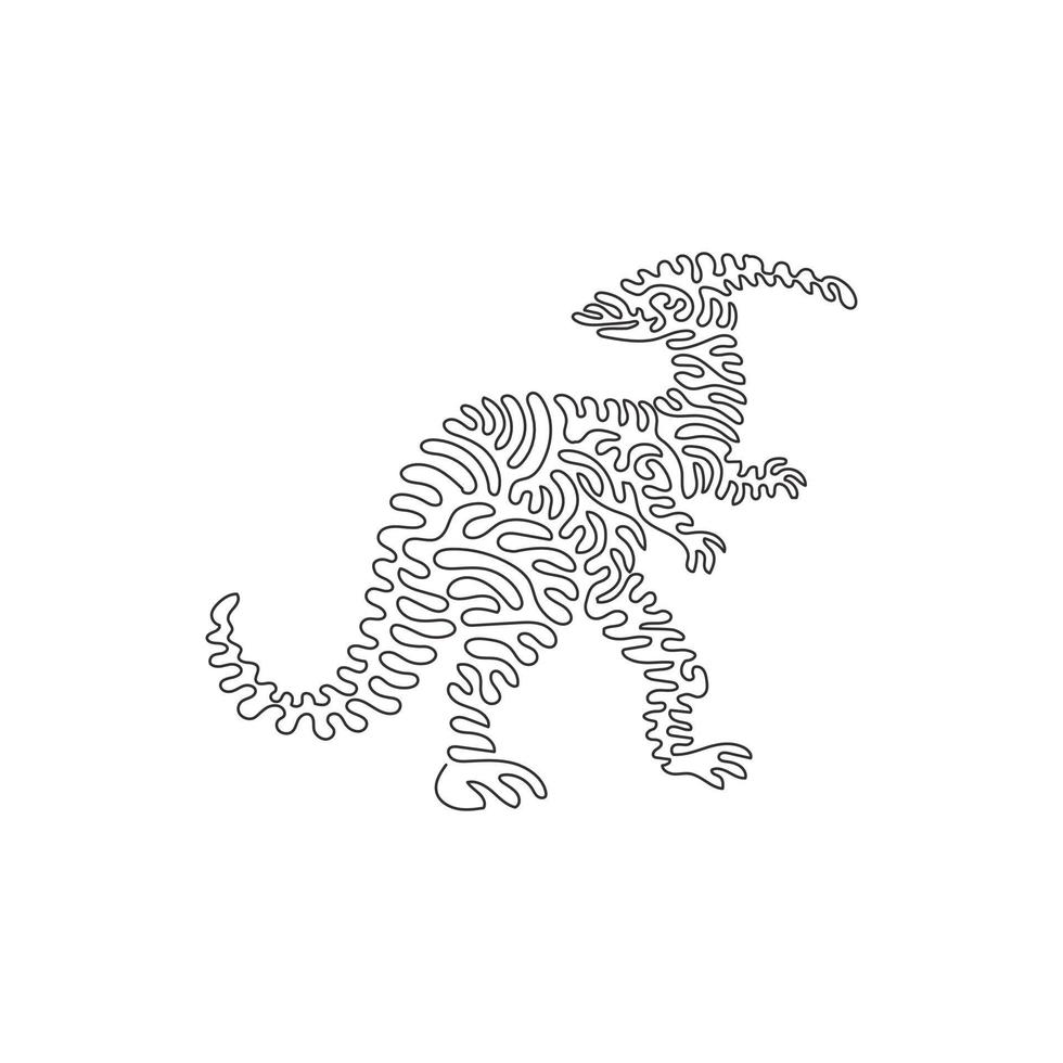 dibujo de línea continua de un solo remolino de arte abstracto de lagarto crestado. dibujo de línea continua diseño gráfico ilustración vectorial estilo de cresta ósea curvada para icono, signo, logotipo, decoración de pared moderna vector