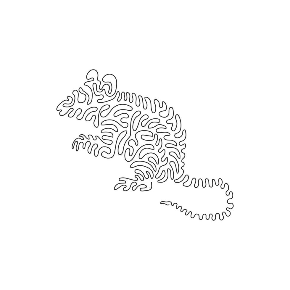 Single swirl continuous line drawing of cute mouse abstract art. Continuous line draw graphic design vector illustration style of frisky vole mouse for icon, sign, minimalism modern wall decor