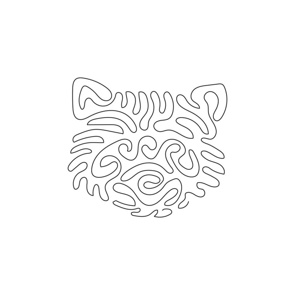 Single one curly line drawing of cute raccoon abstract art. Continuous line draw graphic design vector illustration of raccoon is nocturnal mammals for icon, symbol, company logo, pet lover club