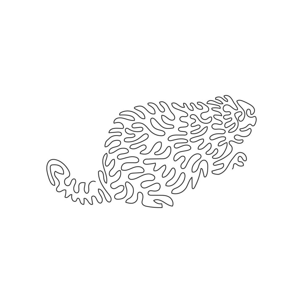 Continuous curve one line drawing of cute beaver abstract art. Single line editable stroke vector illustration of large rodents beaver for logo, wall decor, poster print decoration