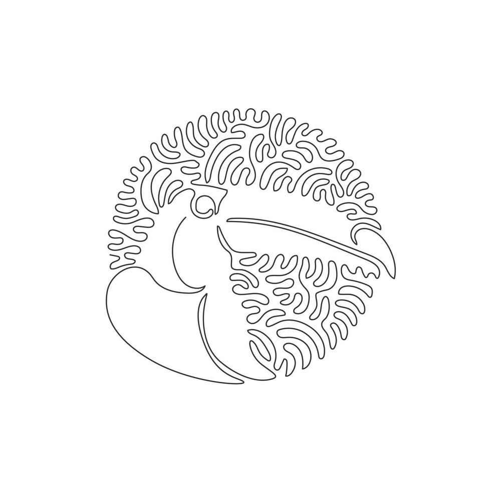 dibujo continuo de una línea curva del bonito arte abstracto de tucán en círculo. ilustración de vector de trazo editable de una sola línea de taucan de pico colorido para logotipo, símbolo, decoración de pared, cartel boho