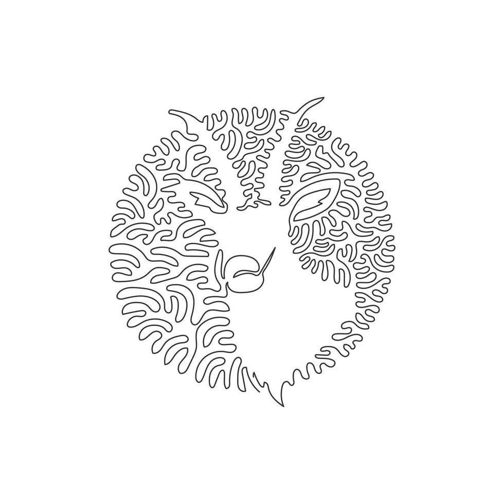 Single one curly line drawing of adorable antelope abstract art. Continuous line draw graphic design vector illustration of exotic antelope for icon, symbol, company logo, boho poster