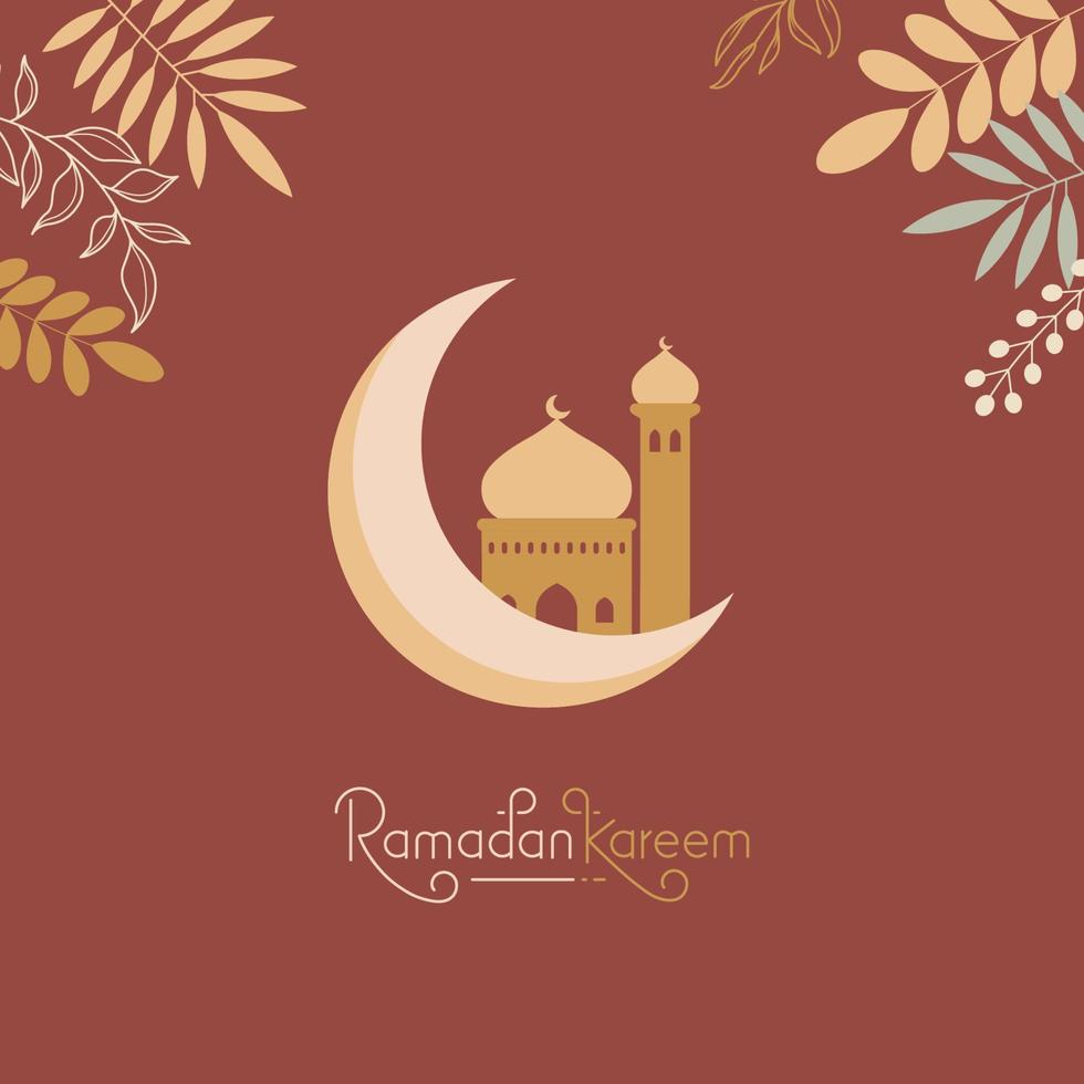Ramadan Mubarak greeting cards with retro boho design vector